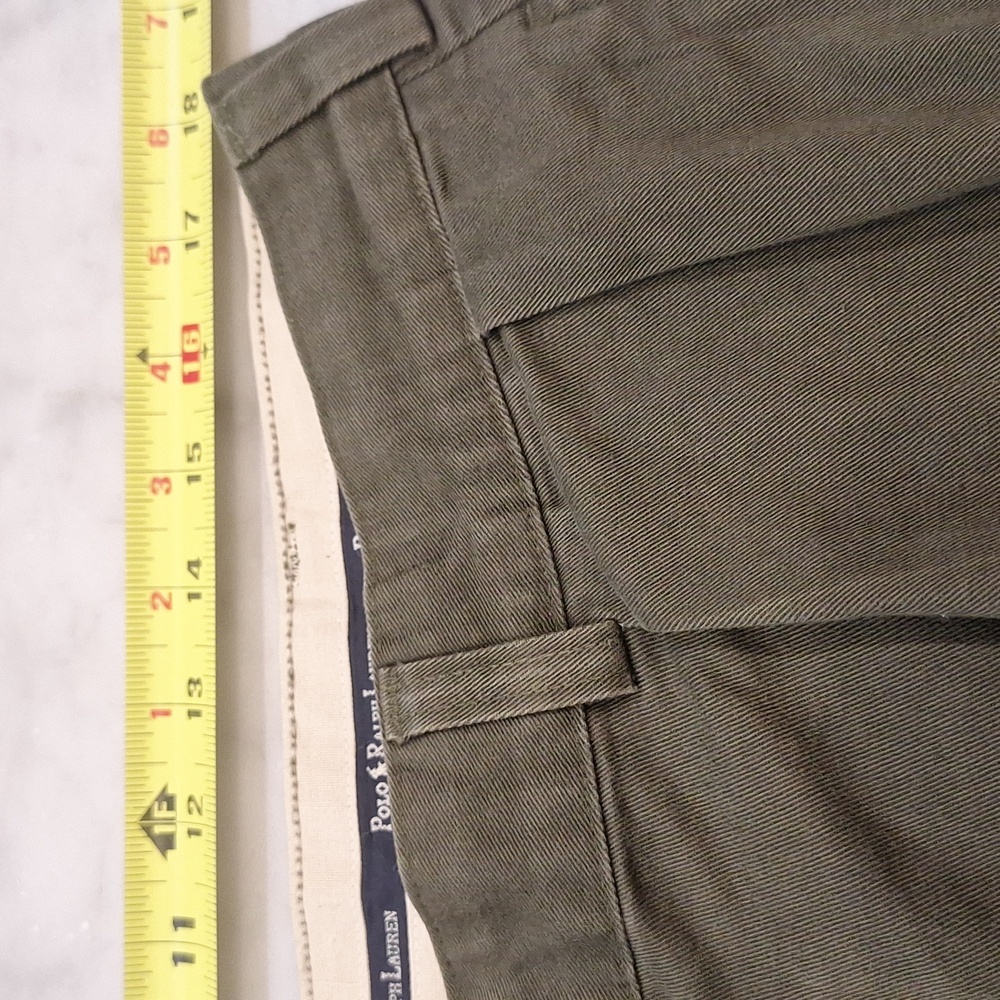 Vintage 90s Polo Ralph Lauren Double Pleat Pants Olive Green 38x32 (36x29) Baggy - Picture 7 of 9
